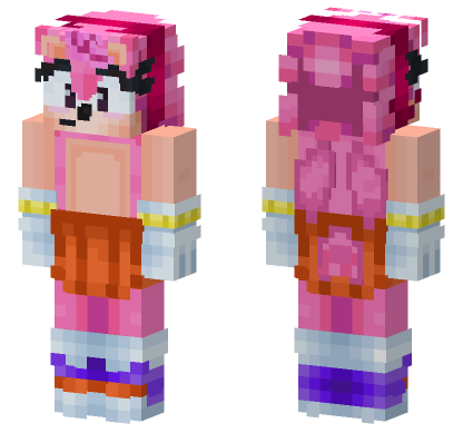 Amy Rose Mania HD Minecraft Bedrock skin