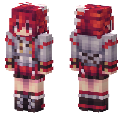 Anime Girl Red Minecraft Bedrock skin