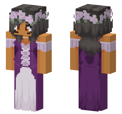 Aphmau Purple Dress Flower Crown Minecraft Bedrock skin