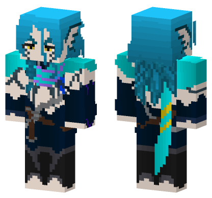 Aqua Hair Anime Girl Minecraft Bedrock skin