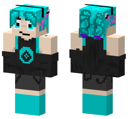 Aqua Hair Girl Minecraft Bedrock skin