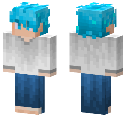Aqua Hair Girl Minecraft Bedrock skin