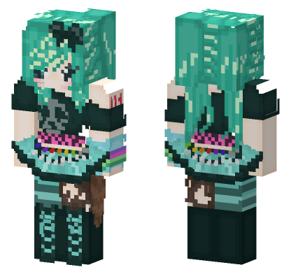 Aqua Vocaloid Outfit Minecraft Bedrock skin