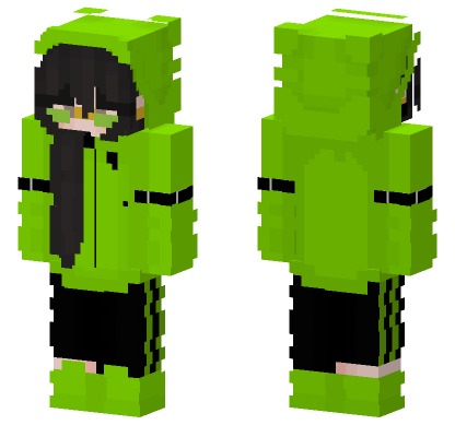 Billie Eilish Full Green Minecraft Bedrock skin