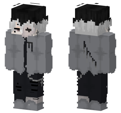 Black and White Anime Boy Minecraft Bedrock skin