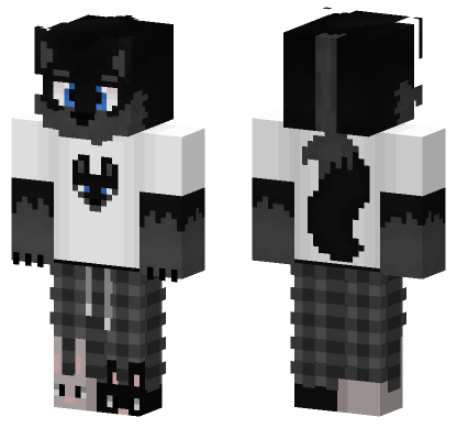 Black Furry Fox In Pjs Minecraft Bedrock skin
