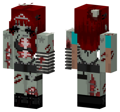 Bloody Zombie Girl Minecraft Bedrock skin