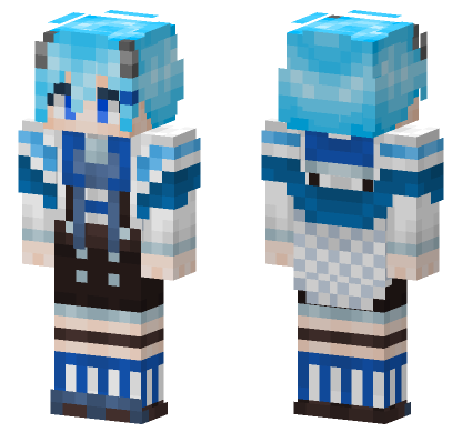 Blue Hair Girl Minecraft Bedrock skin