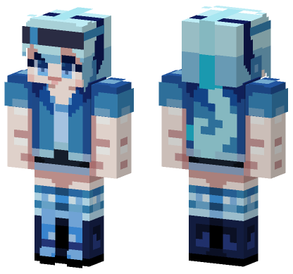 Blue Haired Girl Outfit Minecraft Bedrock skin