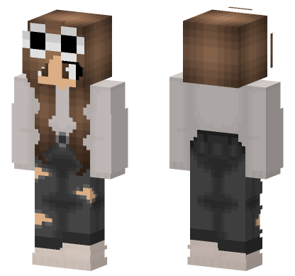 Brown Hair Hoodie Girl Minecraft Bedrock skin