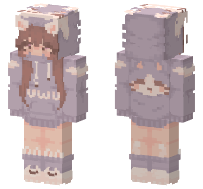Cat Girl Uwu Skin Minecraft Bedrock skin