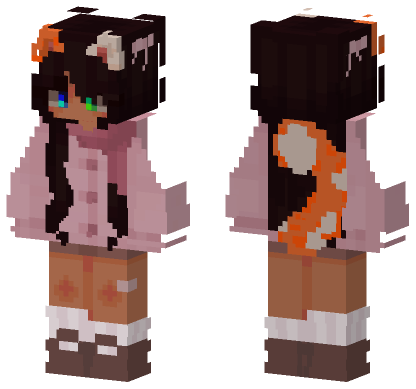 Catgirl Calico Black Girl Minecraft Bedrock skin