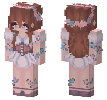 Cottagecore Flowers Girl Minecraft Bedrock skin
