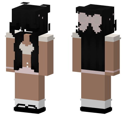 Cute Black Hair Girl Minecraft Bedrock skin