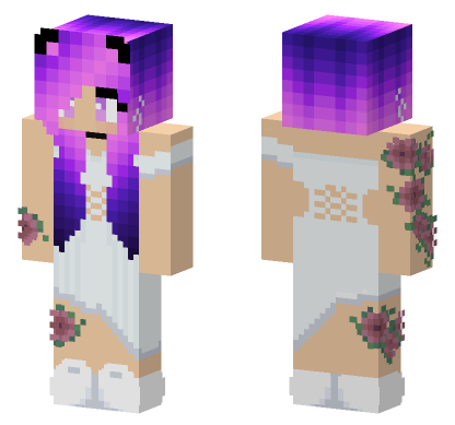 Cute Ender Girl Wedding Dress Minecraft Bedrock skin