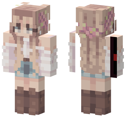 Cute Girl With Flowers Minecraft Bedrock skin