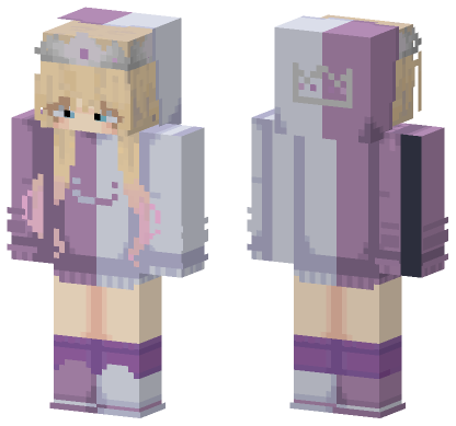 Cute HD Girl Silver Crown Minecraft Bedrock skin