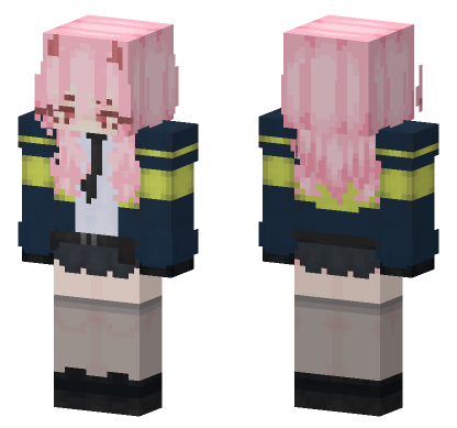 Cute Pink Haired Girl Minecraft Bedrock skin