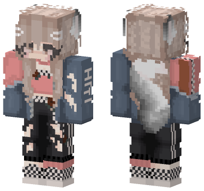 Cute Wolf Girl HD Minecraft Bedrock skin