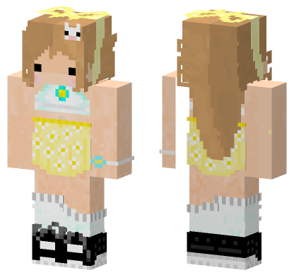 Cute Yellow Bow Outfit Minecraft Bedrock skin