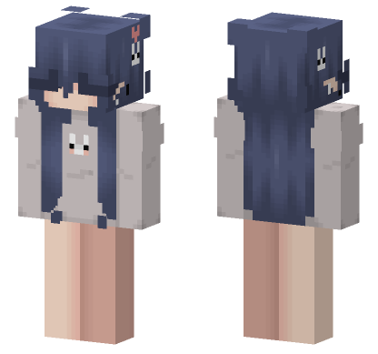 Dark Blue Hoodie Girl Minecraft Bedrock skin