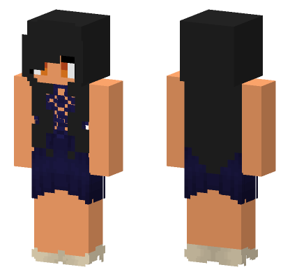 Dark Blue Maid Outfit Minecraft Bedrock skin