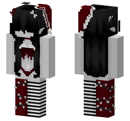 Dark Red Anime Girl Minecraft Bedrock skin