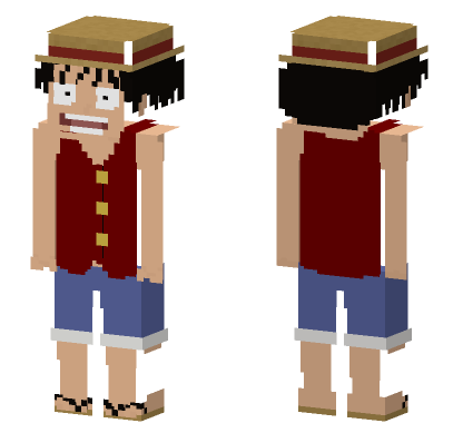 East Blue Luffy Straw Hat Minecraft Bedrock skin