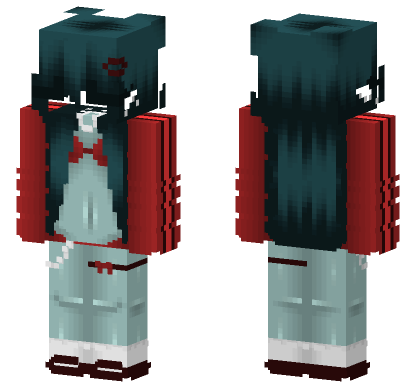 Egirl Red and Teal Dress Minecraft Bedrock skin