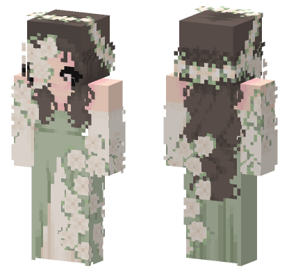 Flower Sage Green Dress Minecraft Bedrock skin