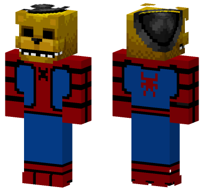 FNAF Spiderman Golden Freddy Minecraft Bedrock skin