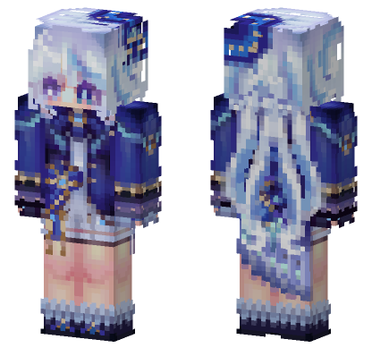 Furina Genshin Impact White Outfit Minecraft Bedrock skin