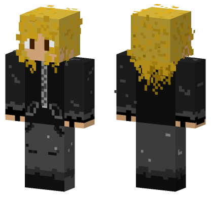 Golden Hair Black Outfit Minecraft Bedrock skin