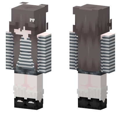 Gray Striped Sweater Girl Minecraft Bedrock skin