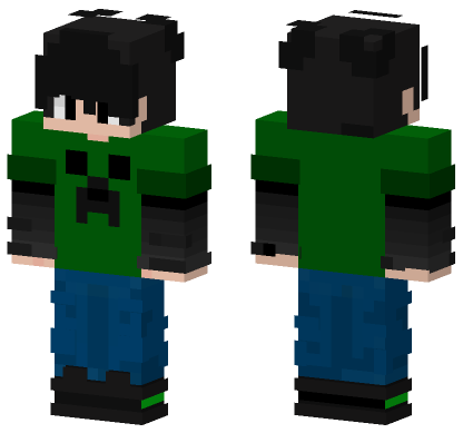 Green Creeper Hoodie Boy Minecraft Bedrock skin