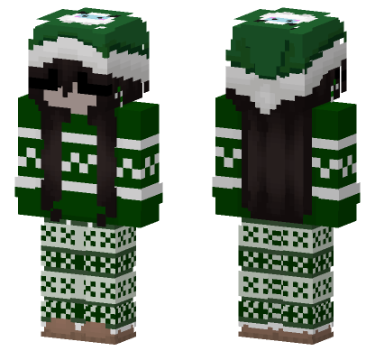 Green Egirl Christmas Minecraft Bedrock skin