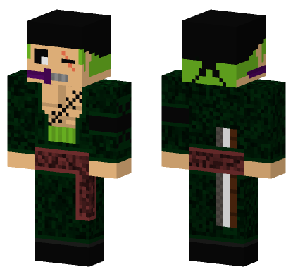 Green Haired Swordsman Minecraft Bedrock skin