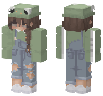 Green Overalls Girl Minecraft Bedrock skin
