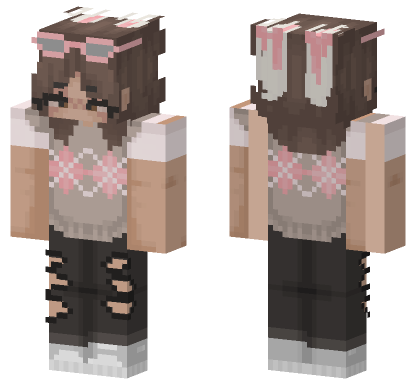 Grey Bunny Girl Minecraft Bedrock skin