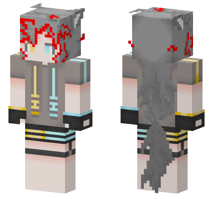 Grey Hoodie With Yellow Accents Minecraft Bedrock skin