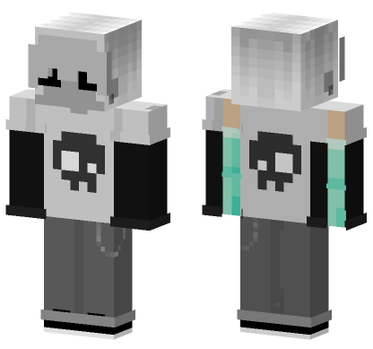 Grey Skull Hoodie Boy Minecraft Bedrock skin