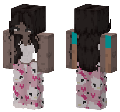 Hello Kitty Pajamas Black Girl Minecraft Bedrock skin