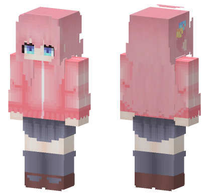 Hitori Gotou Pink Hair Minecraft Bedrock skin
