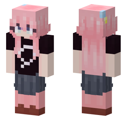 Hitorigotoh Kessokuband Pink Hair Minecraft Bedrock skin
