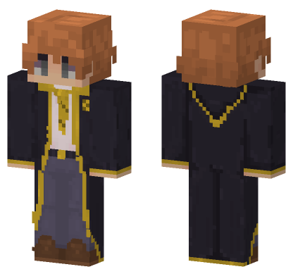Hufflepuff Ginger Hair Gray Eyes Minecraft Bedrock skin