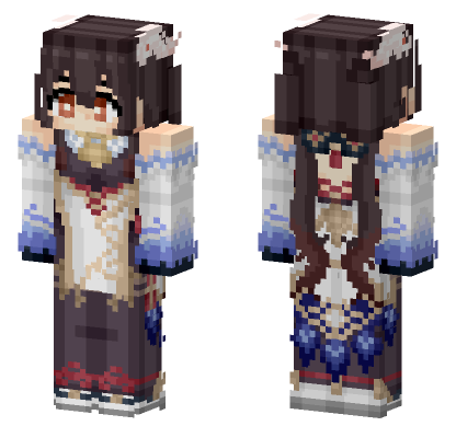 Hutao Ganyu Costume Minecraft Bedrock skin