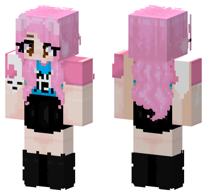 Itsbridgewormher Pink Hair Minecraft Bedrock skin