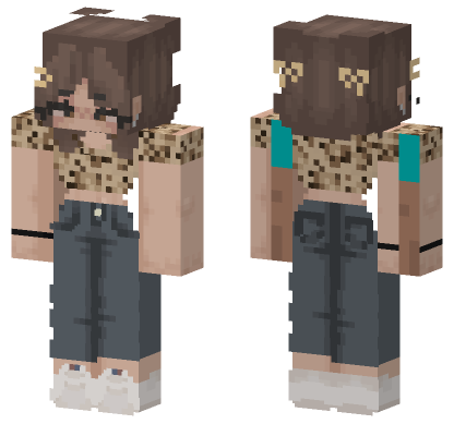 Leopard Print Hoodie Girl Minecraft Bedrock skin