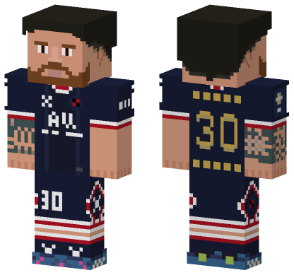 Lionel Messi Paris Saint-Germain Home Kit Minecraft Bedrock skin