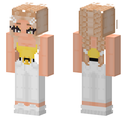 Long Blonde French Braids White Jeans Minecraft Bedrock skin